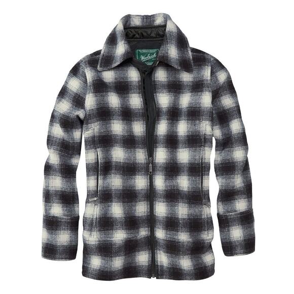Woolrich Women's Size L Chatham Creek Jacket Wool Plaid Check Black White - Picture 2 of 11